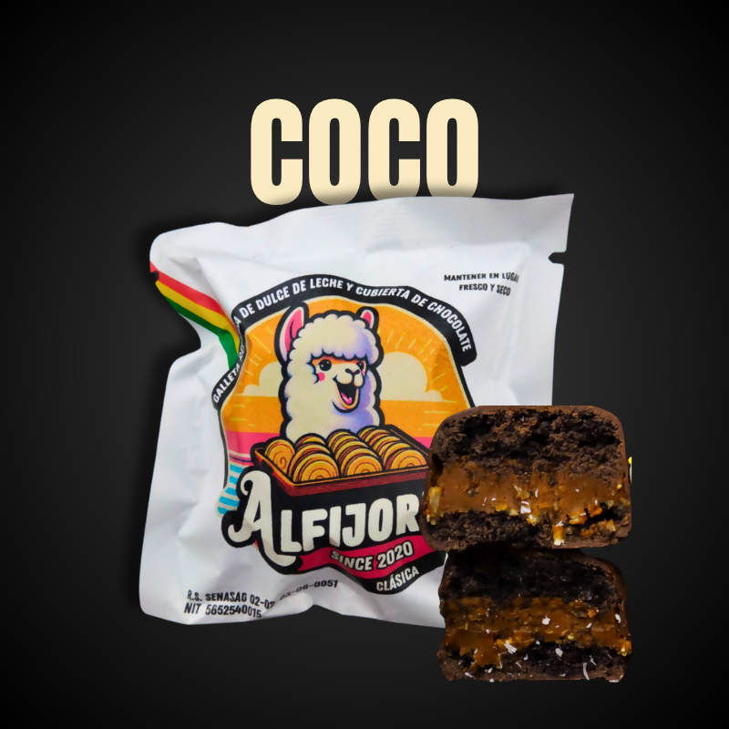Alfajor de Coco Relleno de Dulce de leche con Coco Rayado - Alfijores con Chocolate