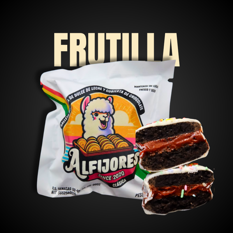 Alfajor Frutilla Relleno de frutilla - Alfijores con Chocolate Blanco