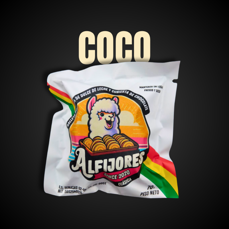 Alfajor de Coco Relleno de Dulce de leche con Coco Rayado - Alfijores con Chocolate