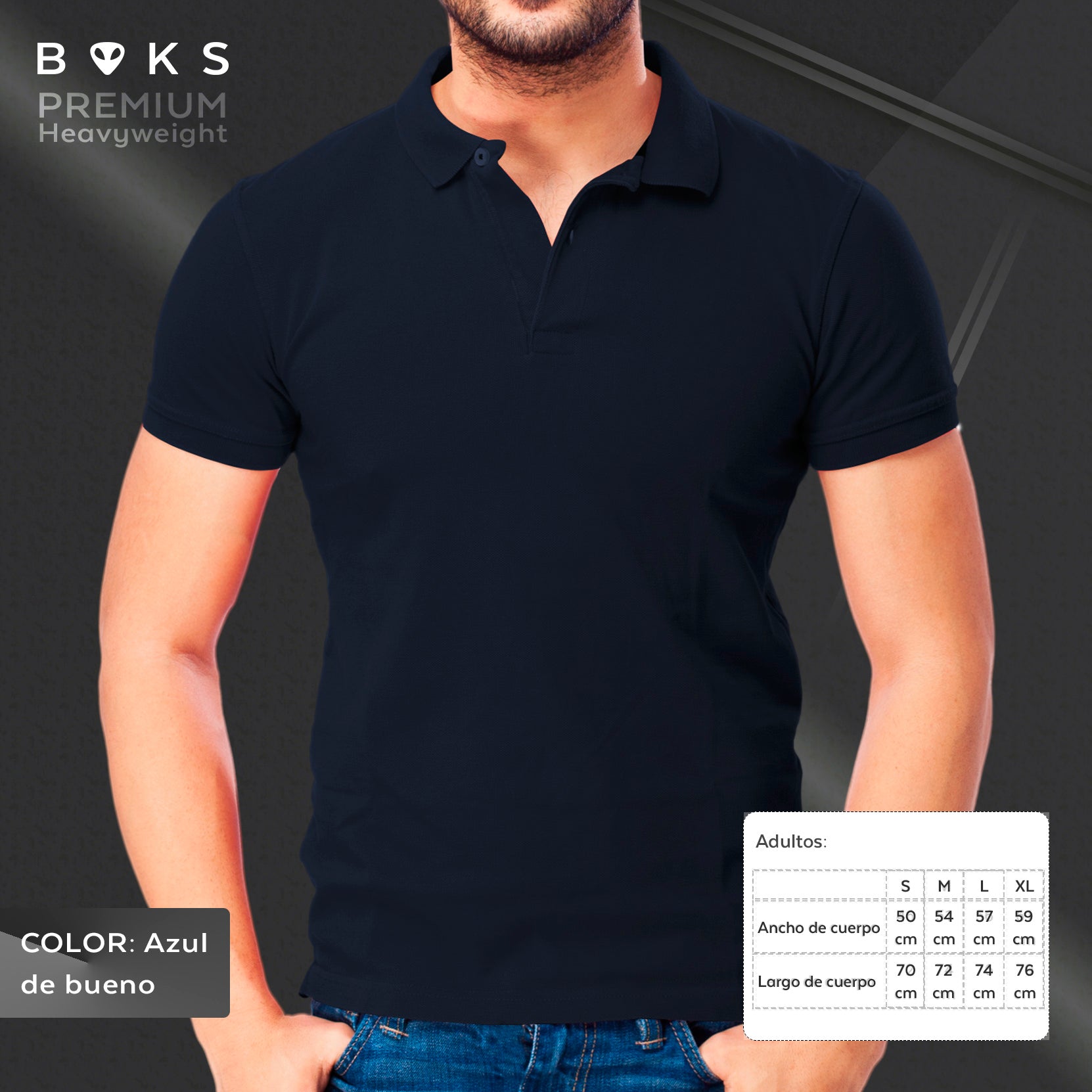 Polera BOKS piqué PREMIUM Heavyweight tipo Polo