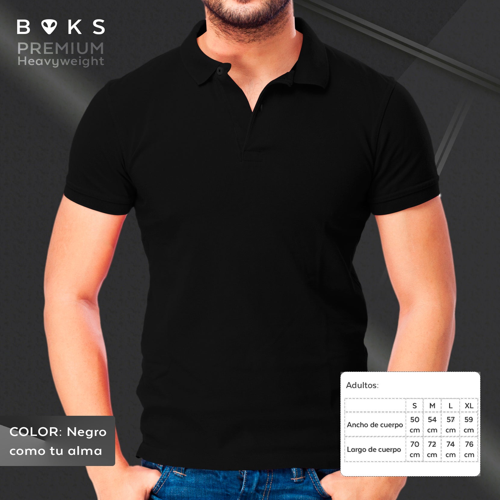 Polera BOKS piqué PREMIUM Heavyweight tipo Polo