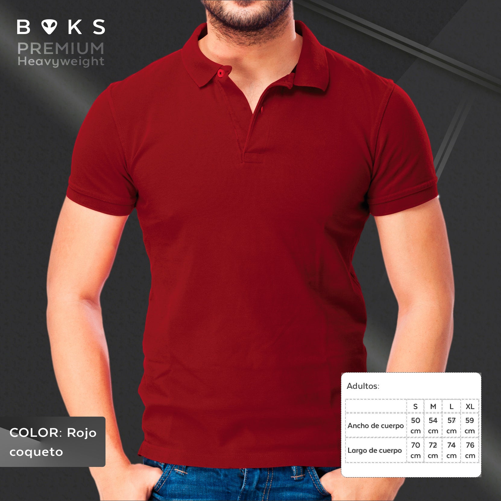 Polera BOKS piqué PREMIUM Heavyweight tipo Polo